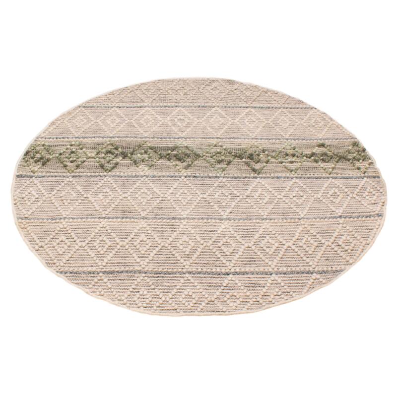 ECARPETGALLERY Braid weave Sienna Ivory Wool Rug - 4'10 x 4'10
