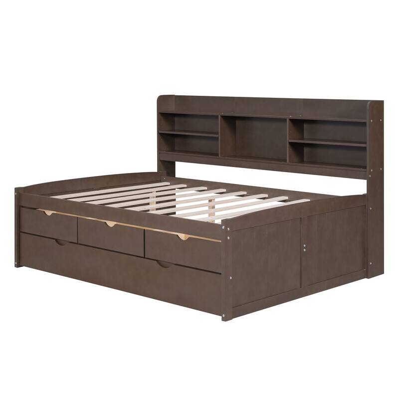 Captain Bed Platform Bed Daybed Frame with 3 Drawers and Trundle