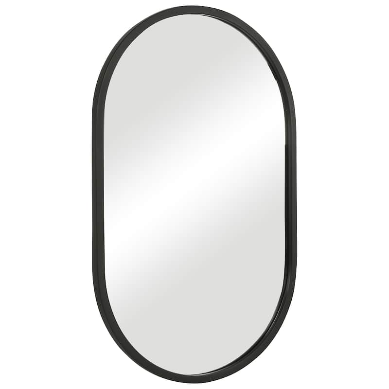 Copper Grove Elongated Oval Matte Black Wall Mirror
