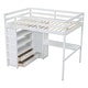 preview thumbnail 14 of 28, Wood Kids Full Size Loft Bed with Desk and Large Storage Space