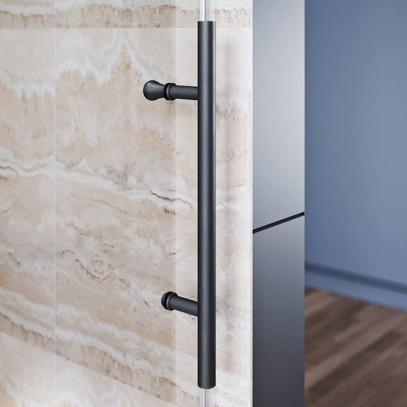 Elegant Frameless Sliding Shower Doors in Black Finish