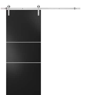 Sturdy Barn Door 36 x 80 Planum 0110 Matte Black with 6.6FT