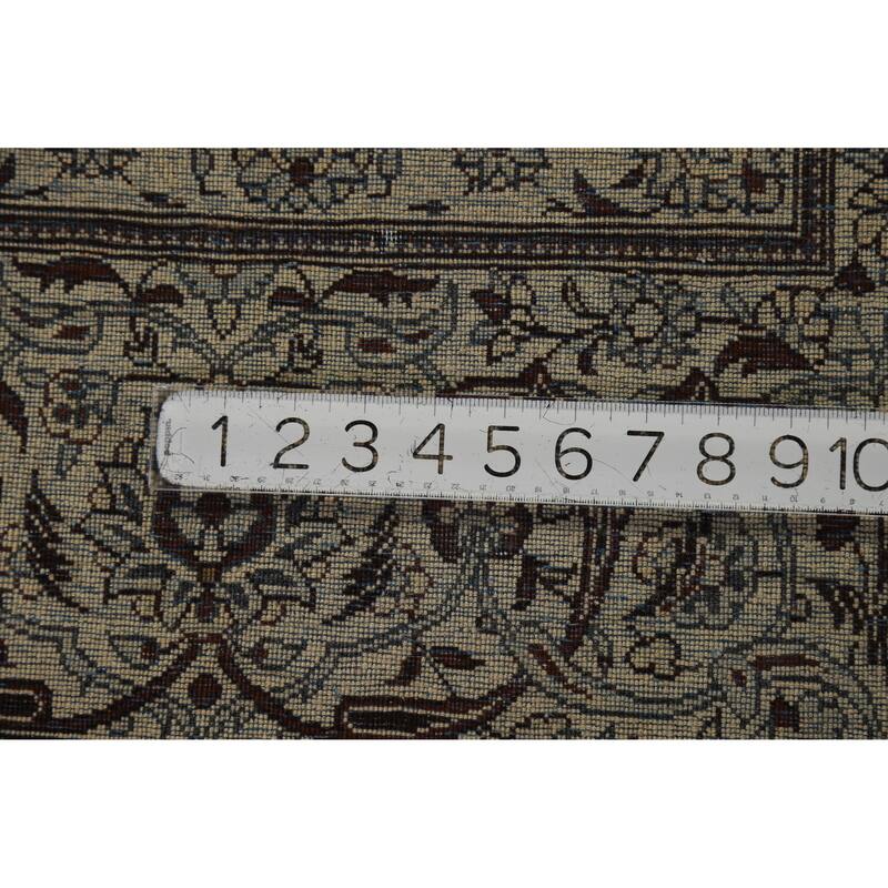 Hand Knotted Oriental 100% Wool Carpet Traditional All-Over Beige & Ivories Tabriz Area Rug - 11' 0'' X 7' 0''