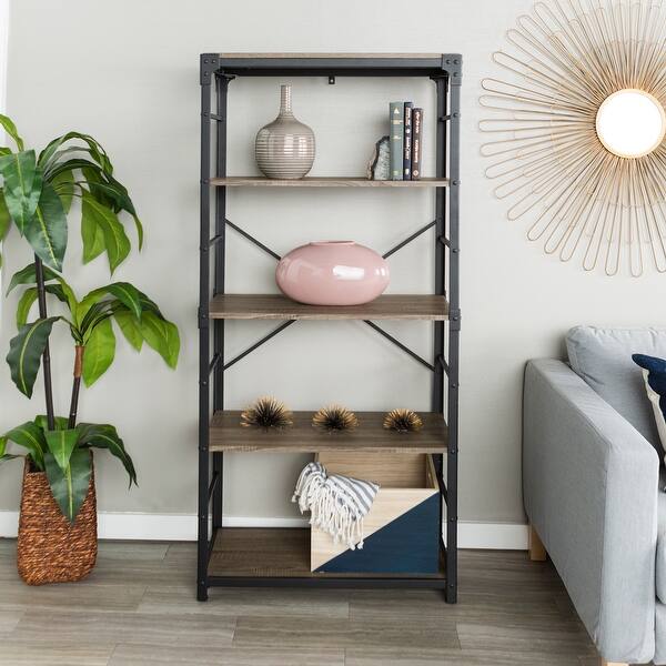 Shop Carbon Loft Minnie 64 Inch Angle Iron Bookshelf On Sale