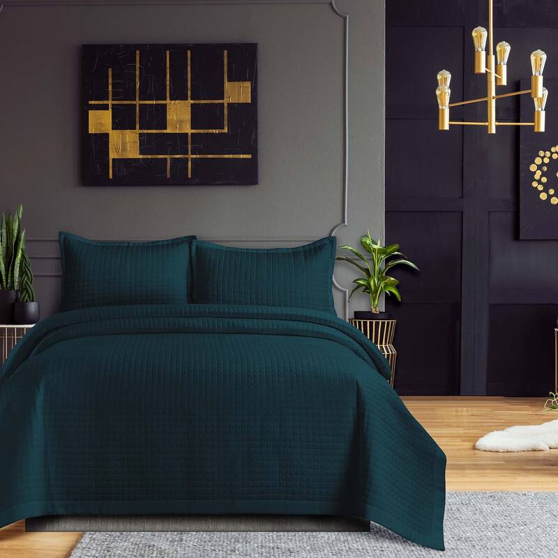 Naples Solid Oversized Quilt Set - Peacock - Twin