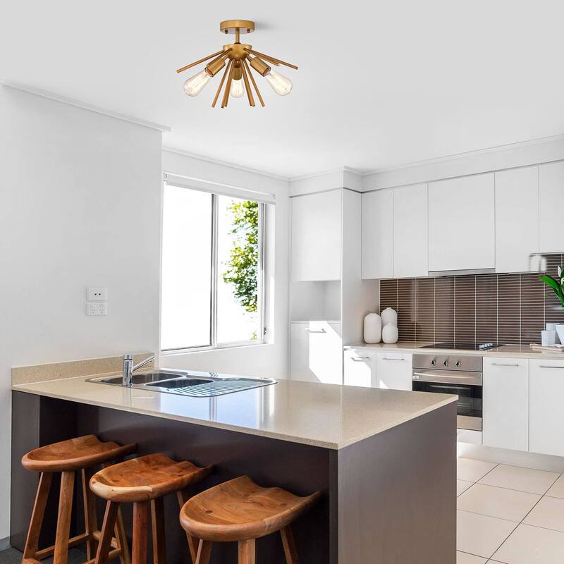 Caleb 3-Light Mid-Century Modern Sputnik Semi-Flush Mount