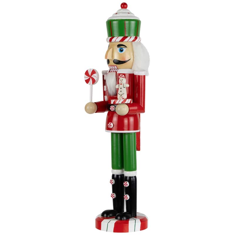 Peppermint Candy Nutcracker Christmas Figure - 15" - Red and Green