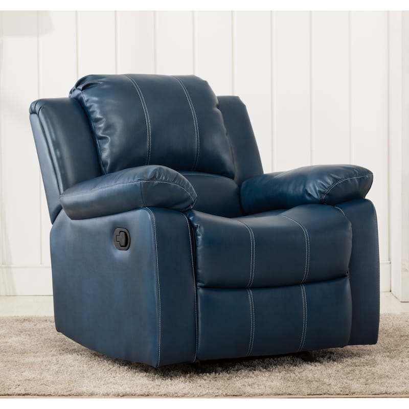 Charleston Leather Gel Glider Rocker Recliner by Greyson Living - Blue
