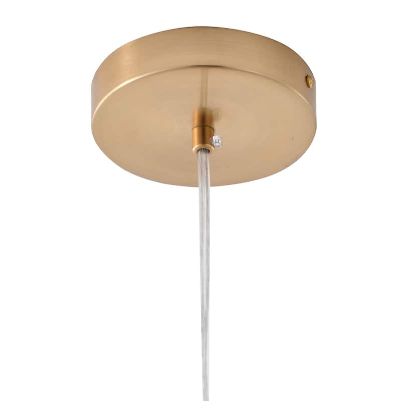 1-Light Gold LED Single Pendant With A Multi-color glass shade