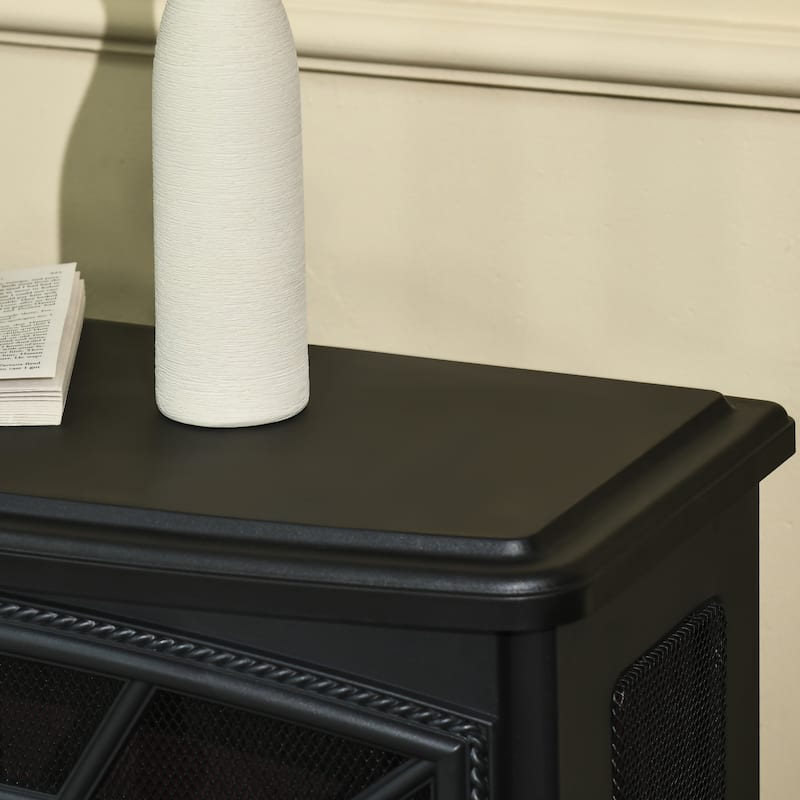 HOMCOM 25" Electric Fireplace Wood Stove, Freestanding Fireplace Heater, Timer and Remote Control, 750W/1500W, Black