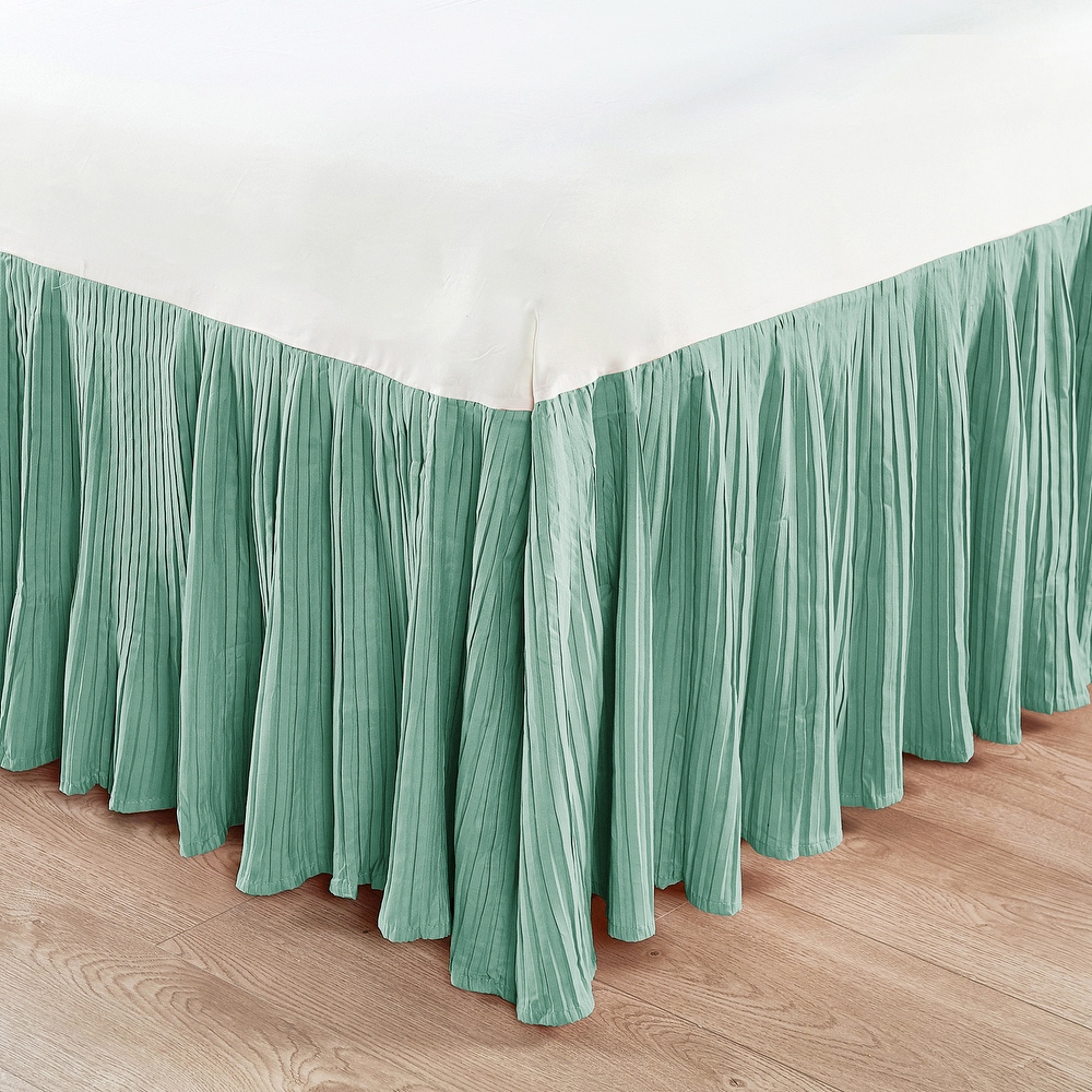 Green pleated bed skirt on sale