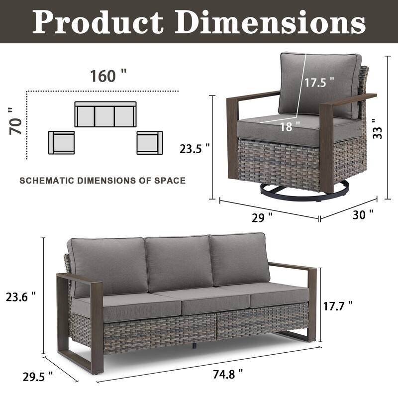 Gymojoy Outdoor Wicker Patio Furniture Sofa Set