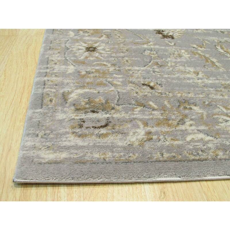 Gray Distressed Polypropylene Traditional Bohemian Style Rug, 5'3 x 7'3, Cozy Vibrant Home Rug - L