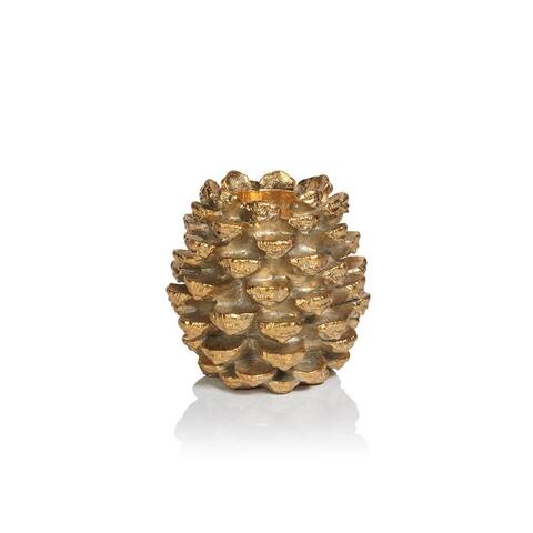 Keona Golden Pine Cone Pillar Candle Holder, Small