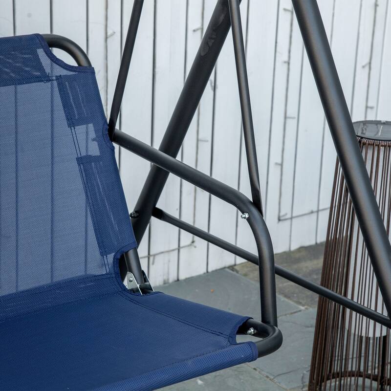 3-Person Porch Swing Bench with Stand & Adjustable Canopy, Armrests, Steel Frame