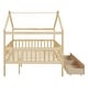 preview thumbnail 10 of 40, Full Size Wooden House Bed with Two Drawers and Roof for Kids, Boys and Girls, Bedroom
