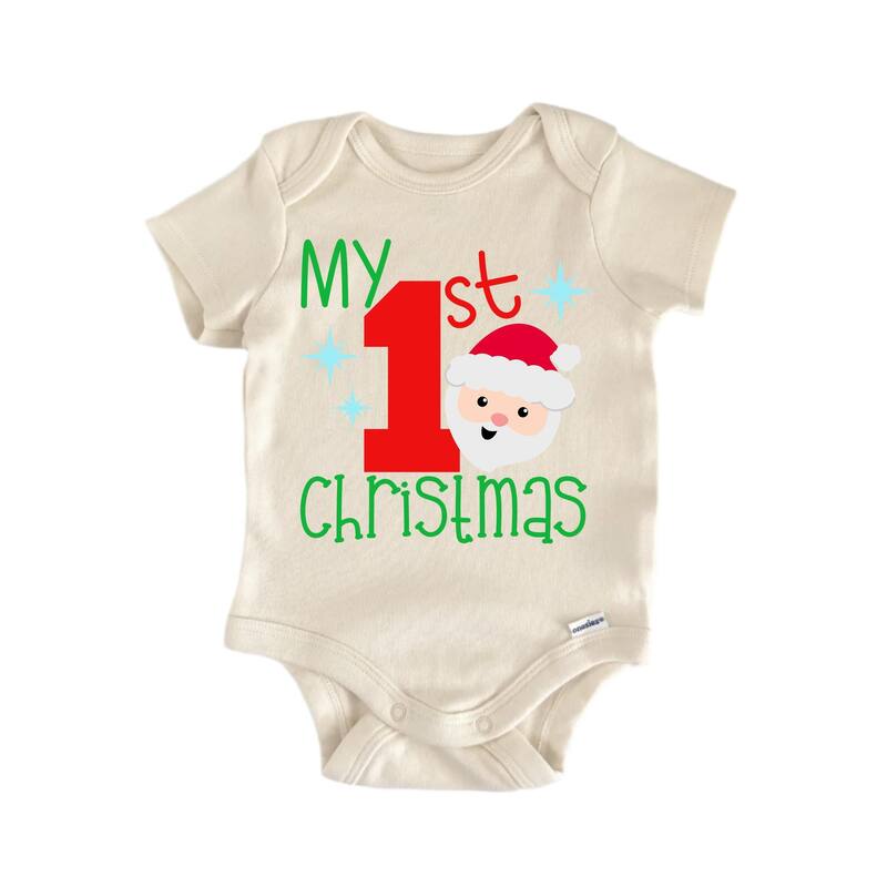 My 1st Christmas - Baby Boy Girl Clothes Infant Bodysuit Funny Cute - White - 3-6M