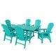 preview thumbnail 39 of 60, Altura 7-Piece Poly Eco-Friendly All Weather Outdoor Dining Set with Armchairs Turquoise