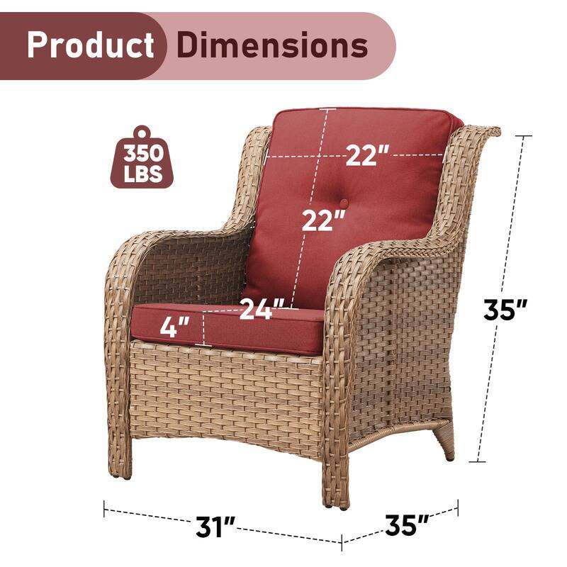 Outdoor Wicker High Back Club Chair Set of 2
