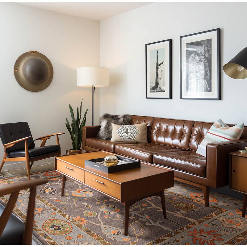 ECARPETGALLERY Hand-knotted Modern Oushak Dark Grey Wool Rug - 9'0 x 11'10