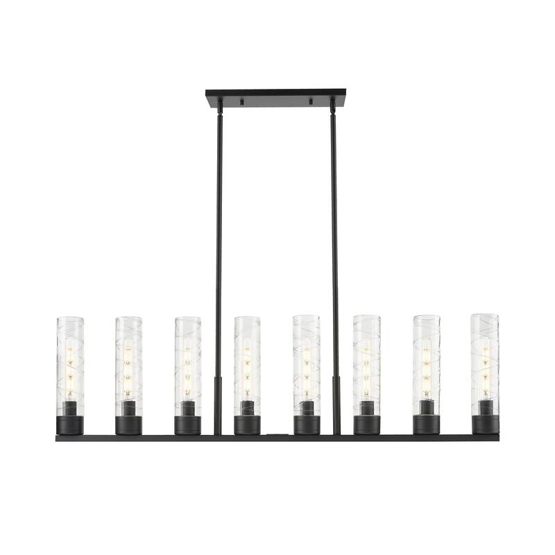 Innovations Lighting Downtown Urban - Boreas - 6 Light 48" Stem Hung Island Light with 11" Shades - Deco Swirl/Matte Black