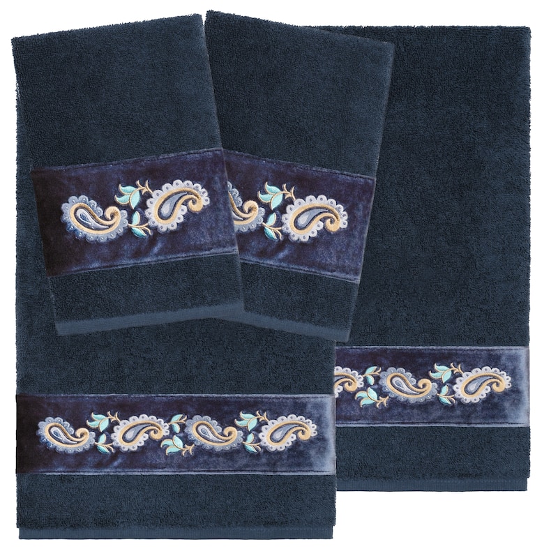 Authentic Hotel and Spa Turkish Cotton Mackenzie 4PC Towel Set - Navy