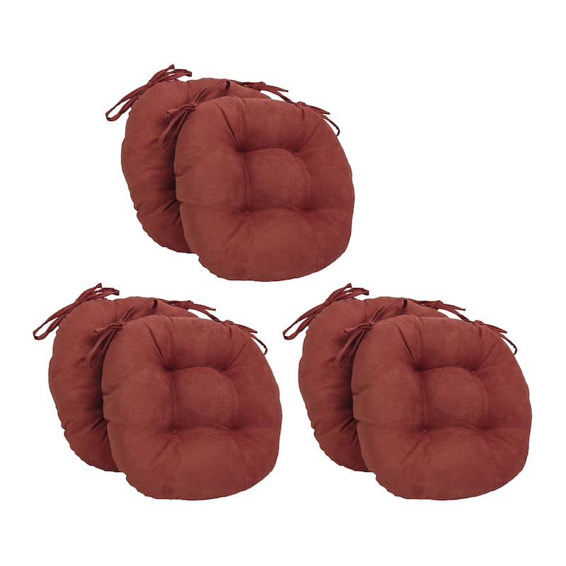 16-inch Round Indoor Microsuede Chair Cushions (Set of 2, 4, or 6) - Set of 6 - Red Wine