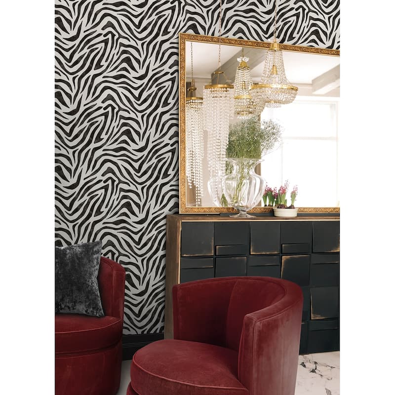 RuPaul RuZebra Black Peel and Stick Wallpaper