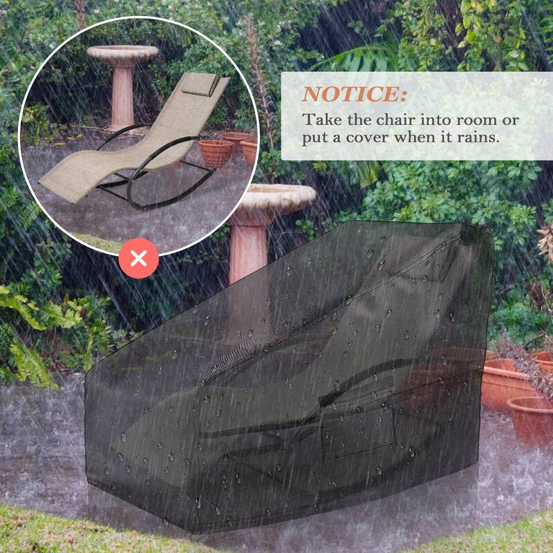 Outdoor Patio Rocking Chair Curved Rocker Chaise Lounge Chair with Pillow