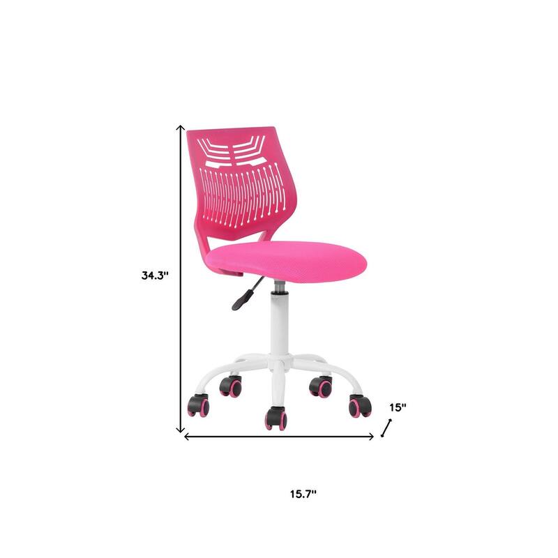 Fuchsia and White Adjustable Height Swivel Rolling Office Chair