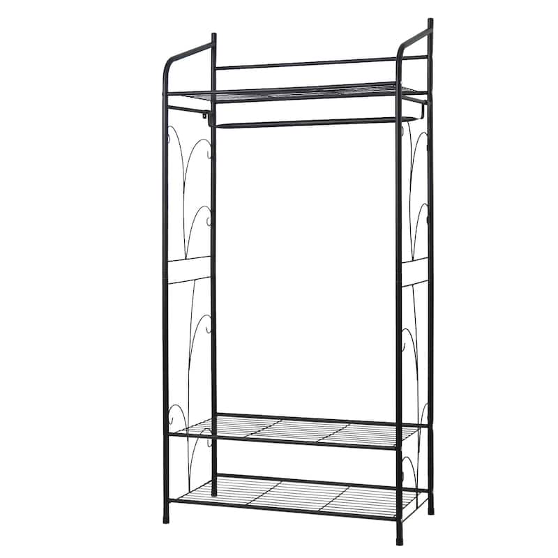 Multifunctional Clothes Rack Stand Metal Shelf Shoes with Shelves Hanging