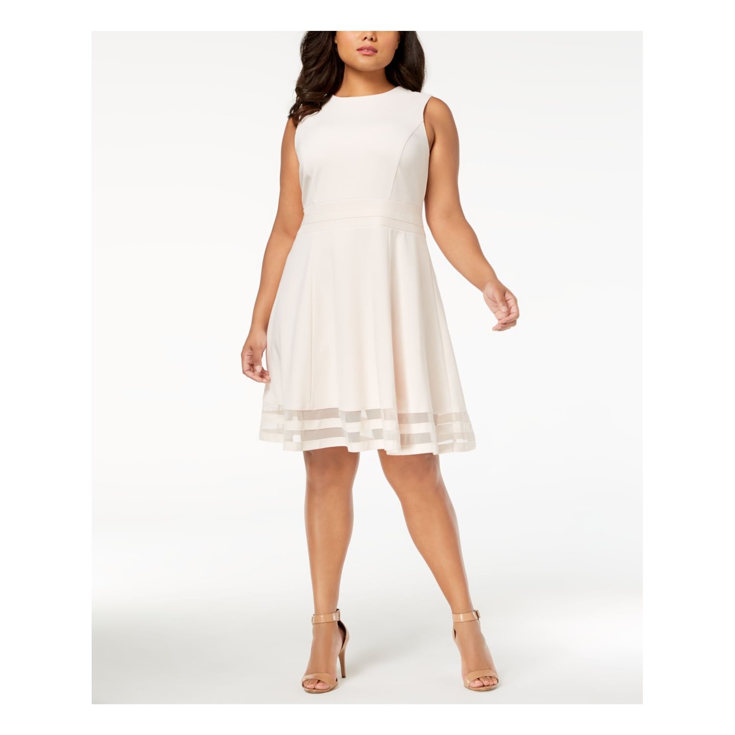 white fit and flare dress knee length