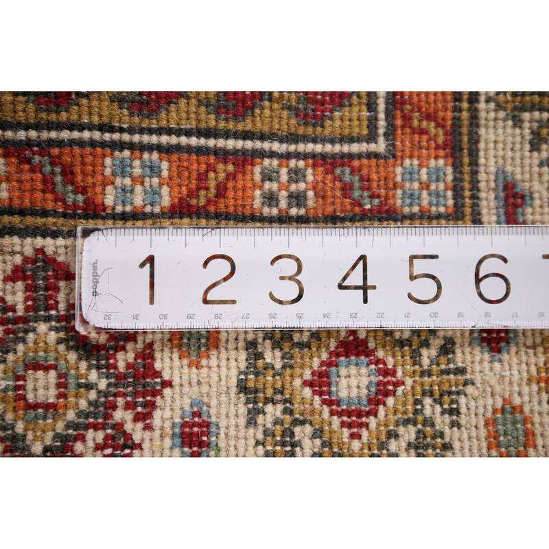 Hand Knotted Oriental 100% Wool Carpet Traditional Geometric Green Kazak Area Rug - 5' 10'' X 3' 11''