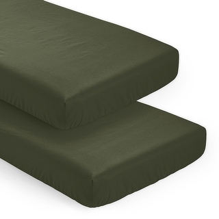 Woodland Camo Collection Boy Girl 2 Pack Fitted Crib Sheets Solid Dark Green Hunter Forest Solid Color Olive for Rustic Deer