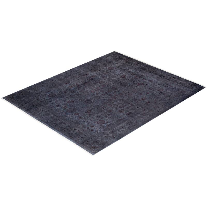 Overton Hand Knotted Wool Vintage Inspired Modern Contemporary Overdyed Gray Area Rug - 8' 2" x 9' 10"