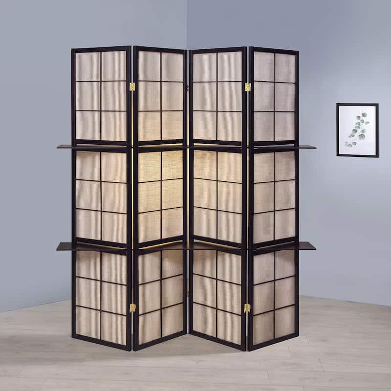 Iggy 4-Panel Room Divider Folding Shoji Screen Cappuccino - Cappuccino