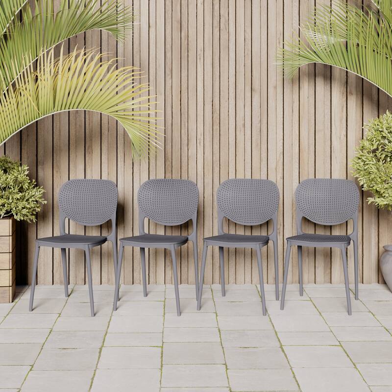 Amazonia Outdoor Patio Panther Dining Chairs - Grey Chairs - Set of 4