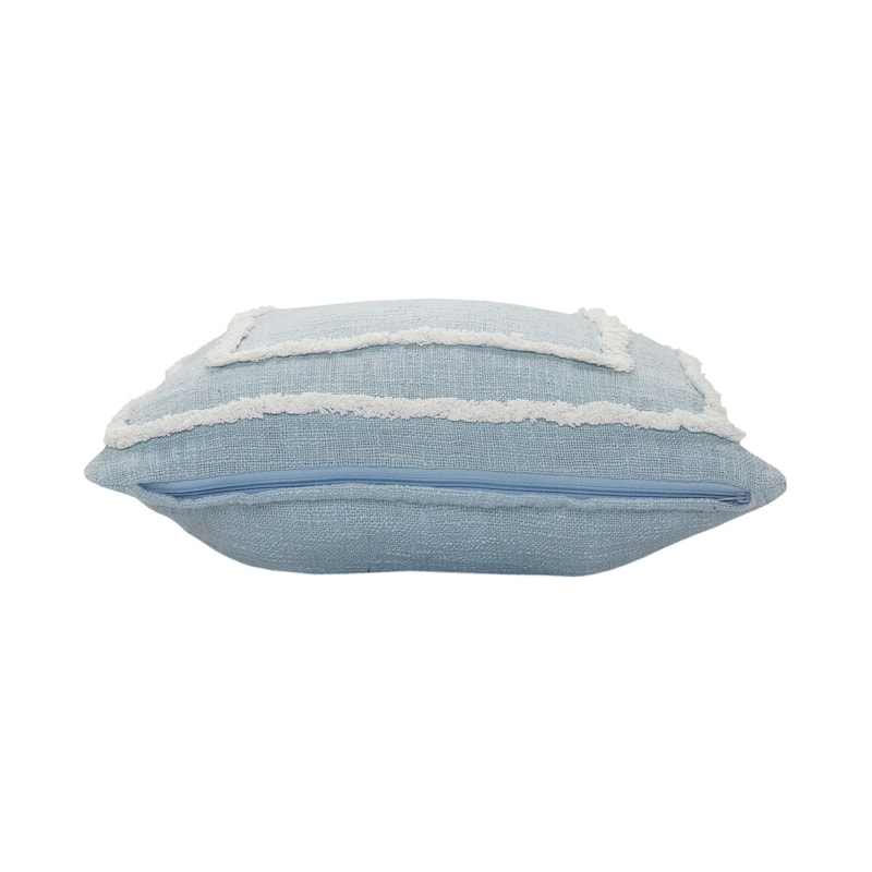 HomeRoots 20" X 20" Sky Blue And White 100% Cotton Geometric Zippered Pillow