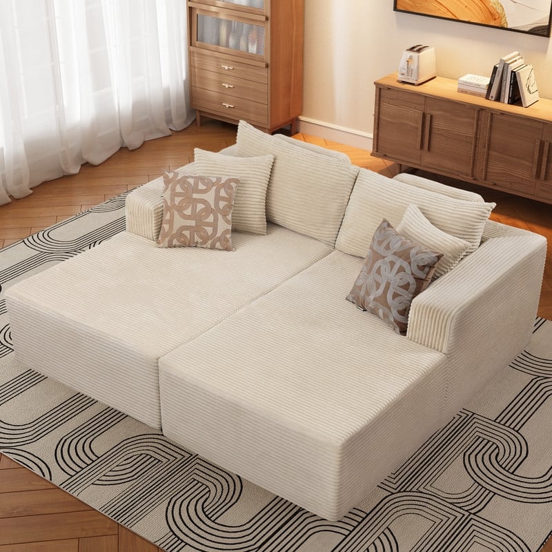 WINSOON 74''x69'' Plush Modular Sectional Sofa with Pillows - Beige