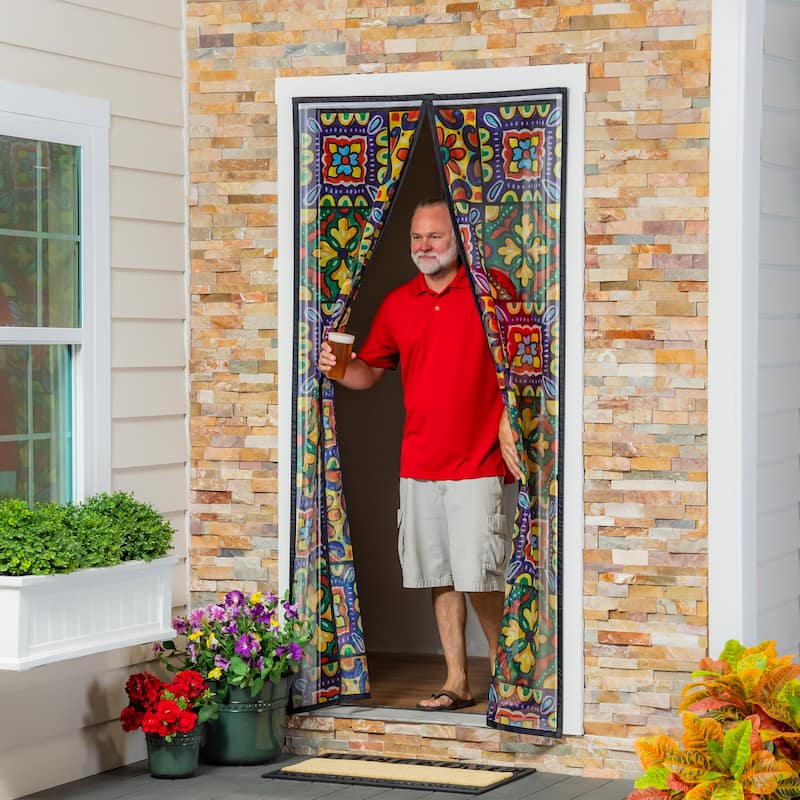 Talavera Magnetic Fabric Door Curtain