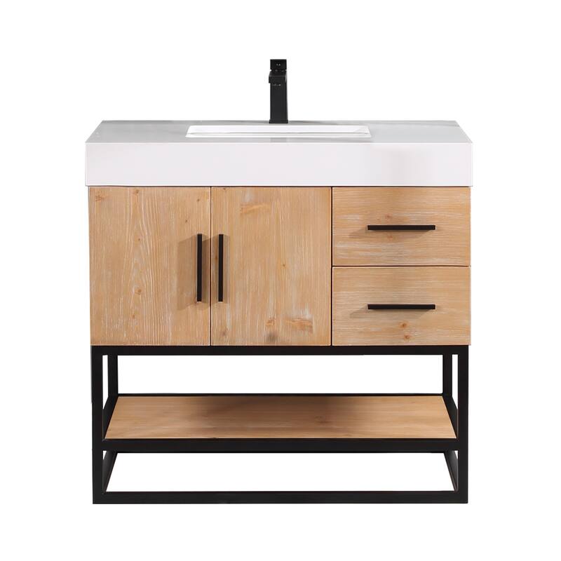 Altair Bianco Bath Vanity with White Composite Stone Top,no Mirror