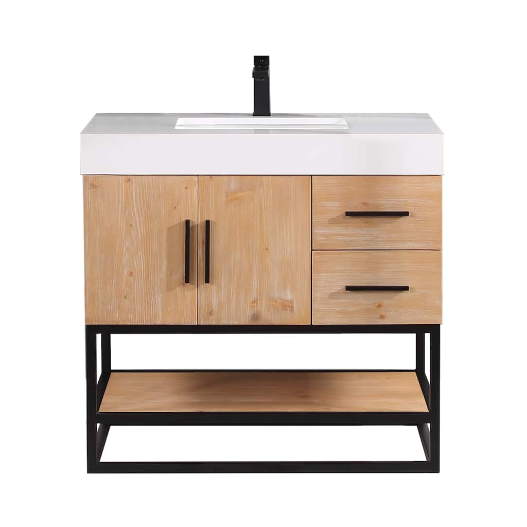 Altair Bianco Bath Vanity with White Composite Stone Top,no Mirror
