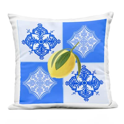 Stupell Lemon over Geometric Tiles Printed Outdoor Throw Pillow Design by Ashley Singleton