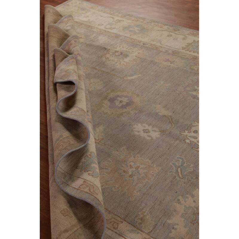 Hand Knotted Oriental 100% Wool Carpet Transitional All-Over Greys & Charcoal Oushak Area Rug - 9' 8'' X 8' 0''