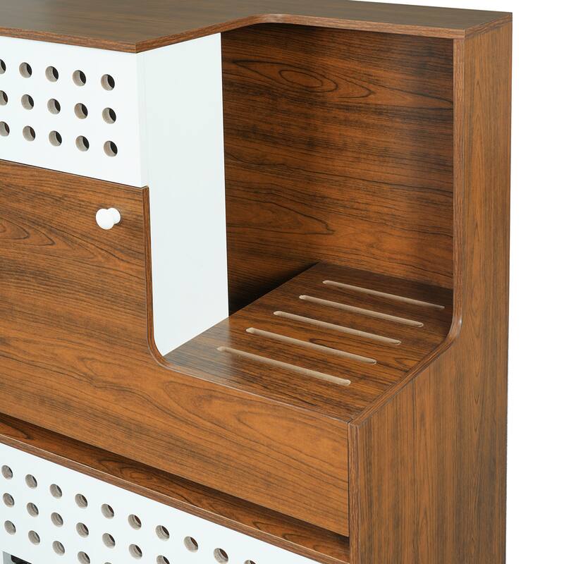 Roomfitters 2-Piece Modern 2 in 1 Cat Furniture Set, Cat Litter Box Enclosure Side Table with Storage Cat House