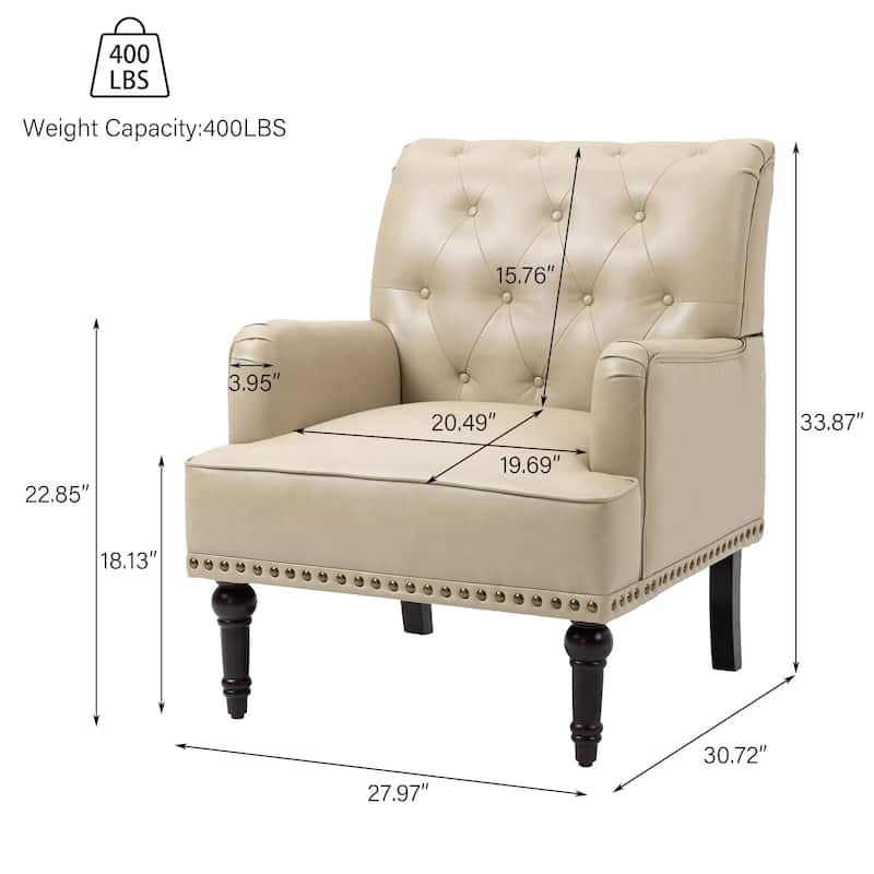 PU Leather Living Room Accent Chair with Tufted Back