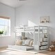 preview thumbnail 2 of 7, Twin Over Twin Bunk Bed with Trundle, Wooden Bed with Staircase and 4 Storage Drawers, Kid's Bed with Guardrail, White