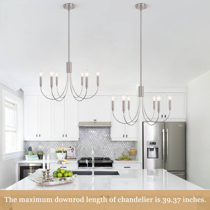6-Light Modern Candlestick Hanging Linear Chandelier Lighting Island Chandelier for Kitchen Island