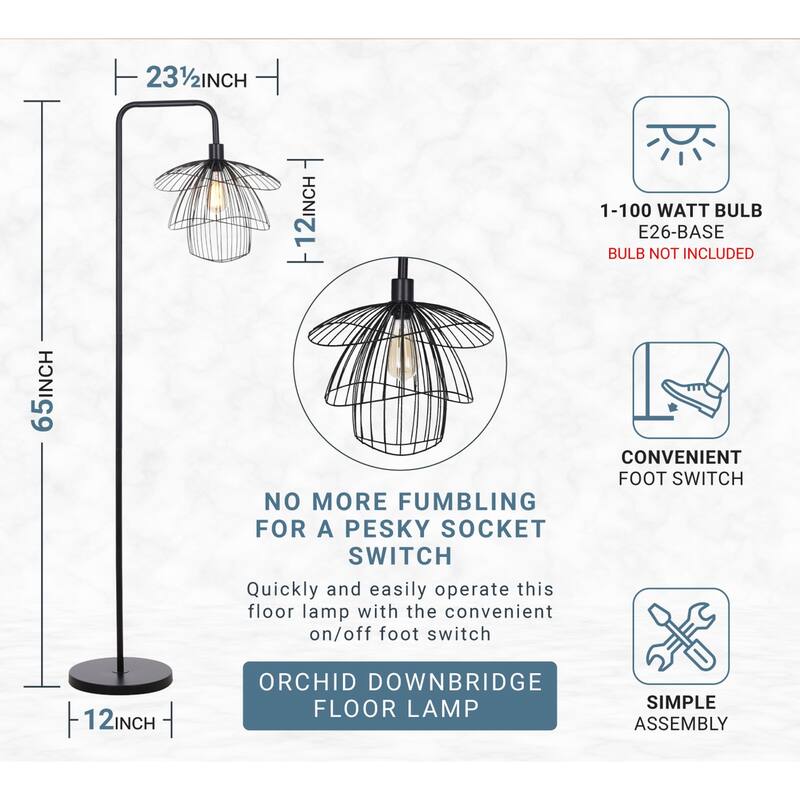 Kenroy Home Orchid Downbridge Floor Lamp - Black