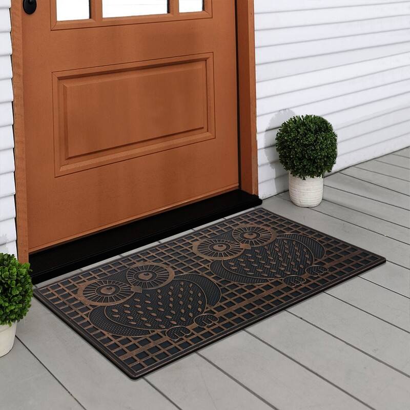 A1HC Rubber Pin 'Twin Owls' Doormat 18"X30",Fun Designed Floor Door Mats